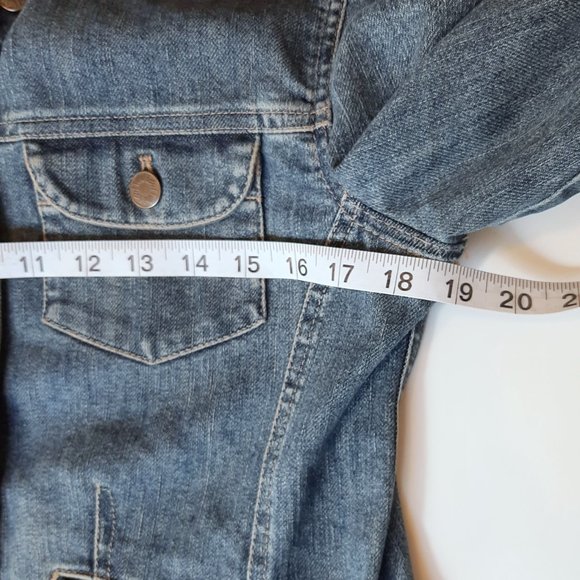 J. Jill Recrafted Floral Embroidered Medium Blue Denim Jacket XS - Picture 9 of 11